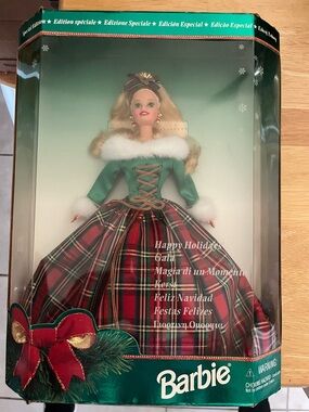 Barbie Holiday Gala Doll in Green Bodice and Red Plaid Skirt